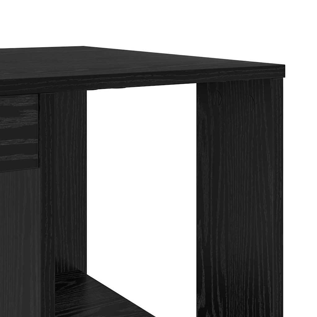 Bureau met plank Zwart Eiken 130 x 50.5 x 75 cm Bewerkt hout