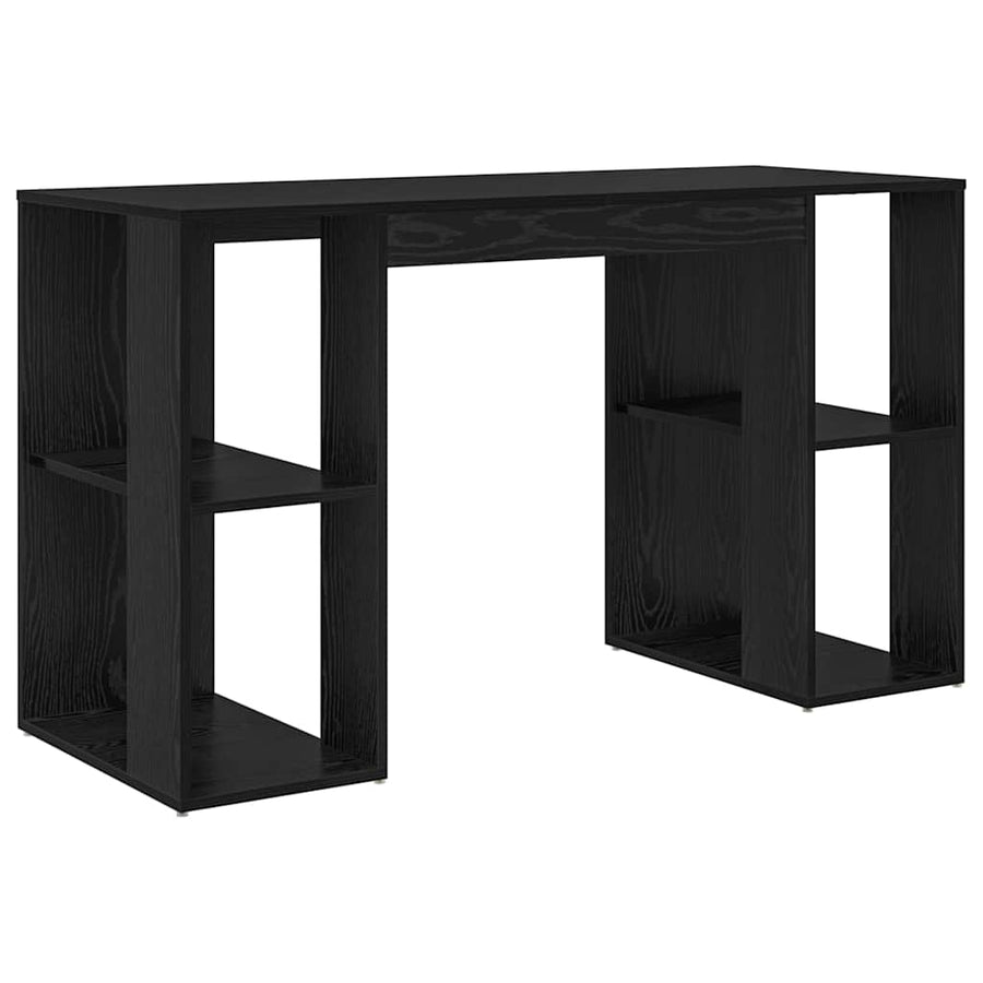 Bureau met plank Zwart Eiken 130 x 50.5 x 75 cm Bewerkt hout