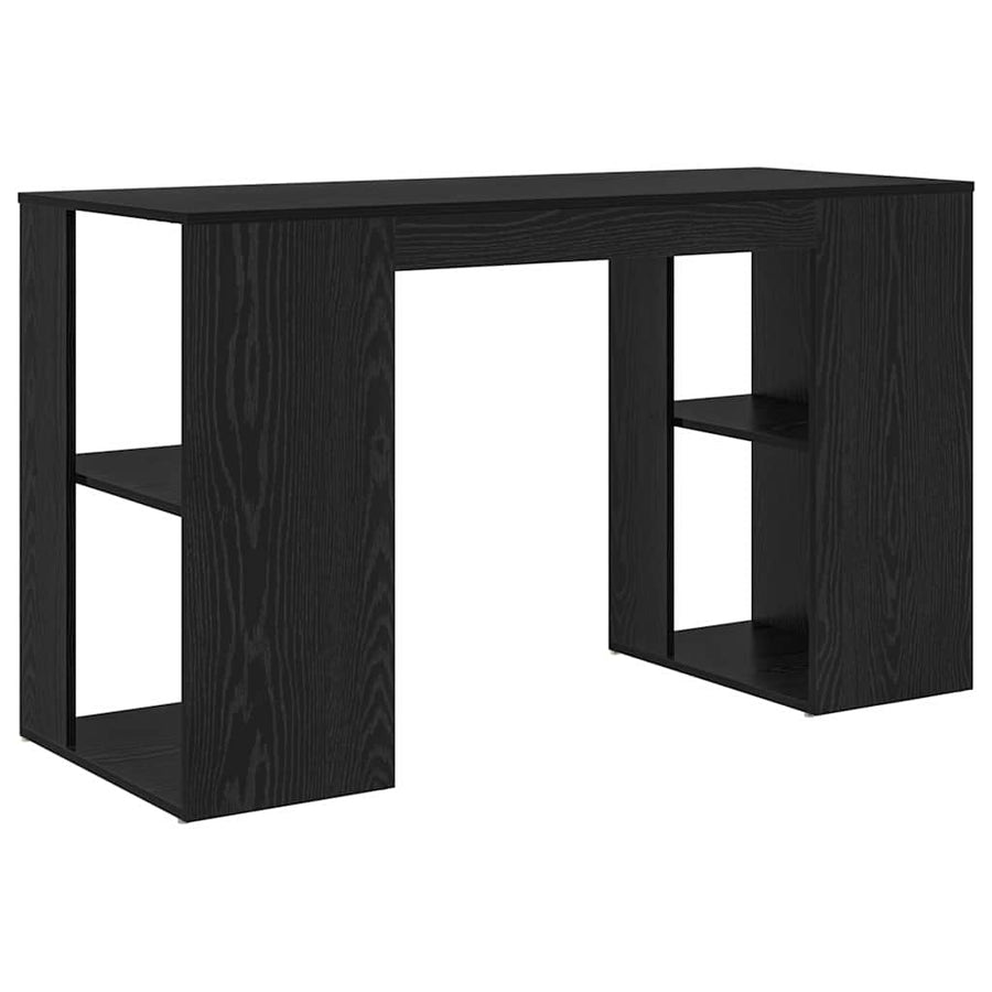 Bureau met plank Zwart Eiken 130 x 50.5 x 75 cm Bewerkt hout