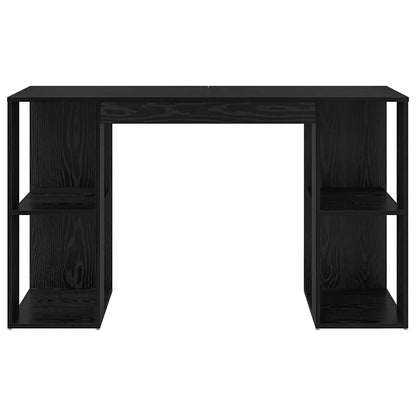 Bureau met plank Zwart Eiken 130 x 50.5 x 75 cm Bewerkt hout