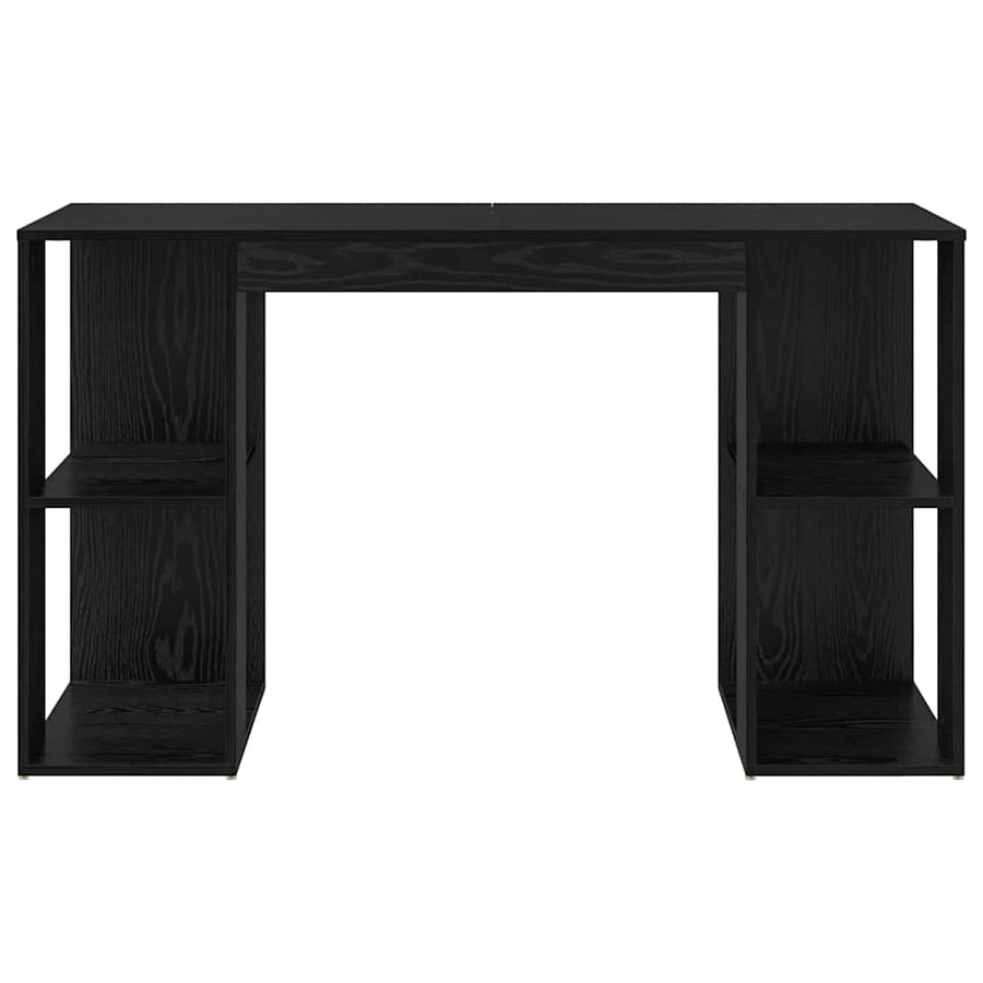Bureau met plank Zwart Eiken 130 x 50.5 x 75 cm Bewerkt hout
