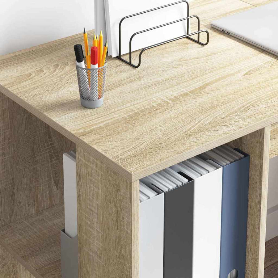 Bureau met plank Sonoma Eiken 130 x 50.5 x 75 cm Bewerkt hout