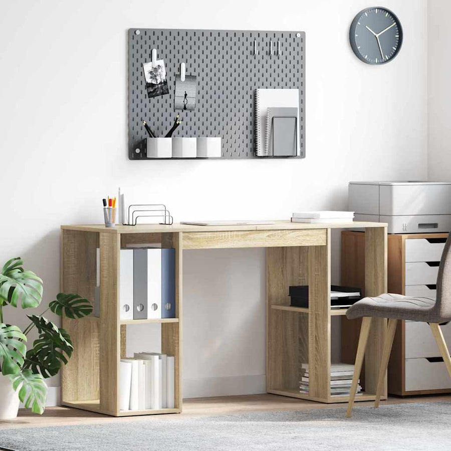Bureau met plank Sonoma Eiken 130 x 50.5 x 75 cm Bewerkt hout