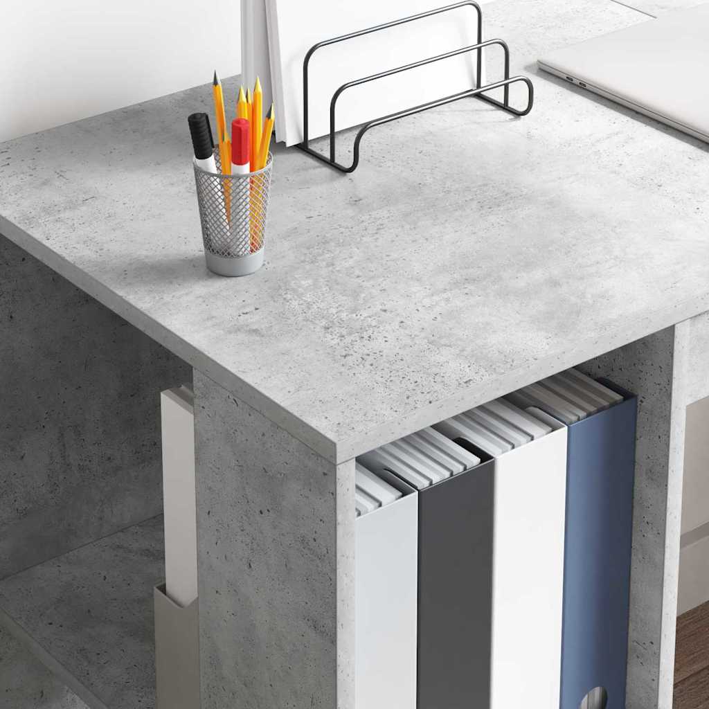 Bureau met plank Beton Grijs 130 x 50.5 x 75 cm Bewerkt hout