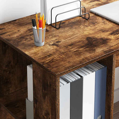 Bureau met plank Gerookt eiken 130 x 50.5 x 75 cm Bewerkt hout
