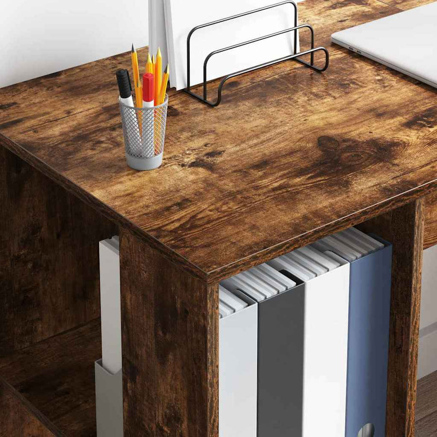 Bureau met plank Gerookt eiken 130 x 50.5 x 75 cm Bewerkt hout