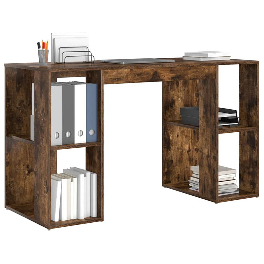 Bureau met plank Gerookt eiken 130 x 50.5 x 75 cm Bewerkt hout