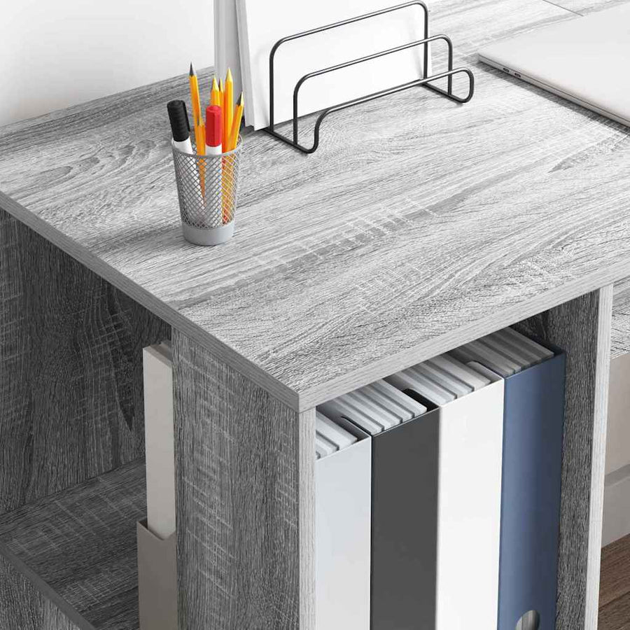 Bureau met plank Grijs Sonoma 130 x 50.5 x 75 cm Bewerkt hout