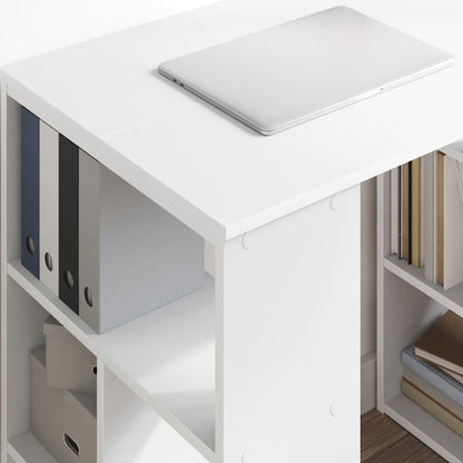 Bureau met plank met opslag Wit 90 x 50 x 75 cm Bewerkt hout