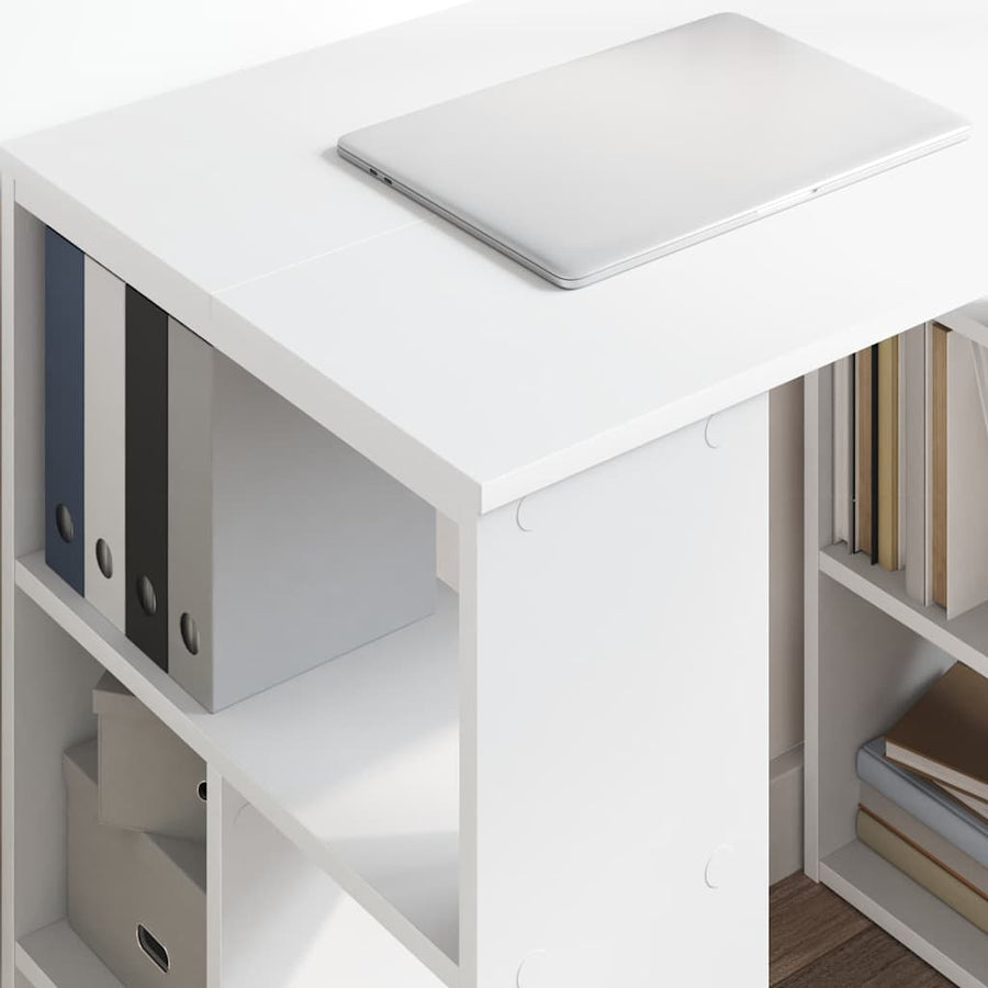 Bureau met plank met opslag Wit 90 x 50 x 75 cm Bewerkt hout