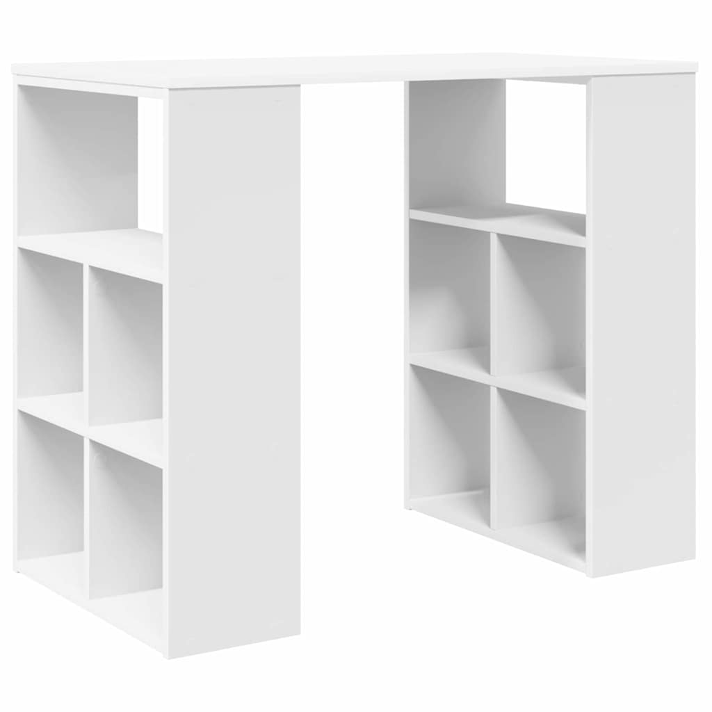 Bureau met plank met opslag Wit 90 x 50 x 75 cm Bewerkt hout