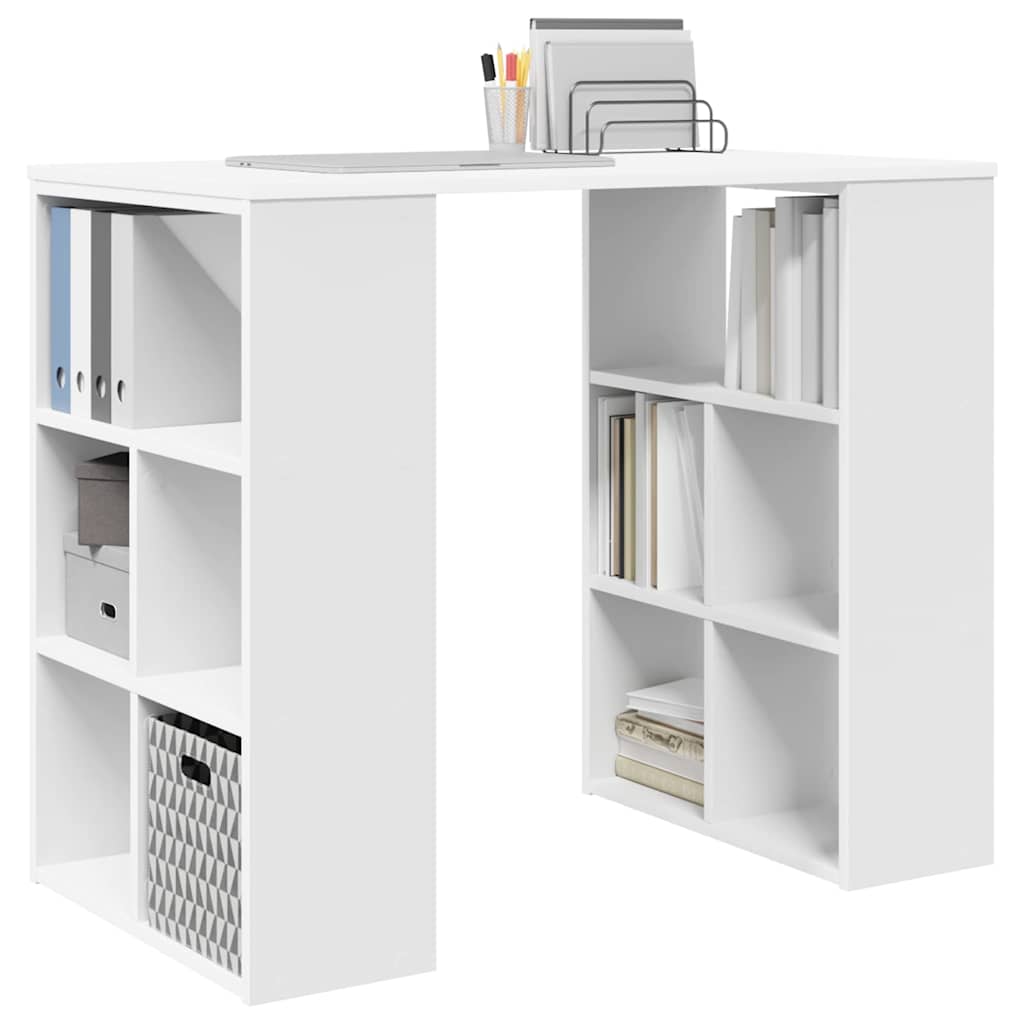 Bureau met plank met opslag Wit 90 x 50 x 75 cm Bewerkt hout