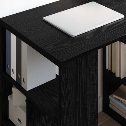 Bureau met plank Zwart Eiken 90 x 50 x 75 cm Bewerkt hout