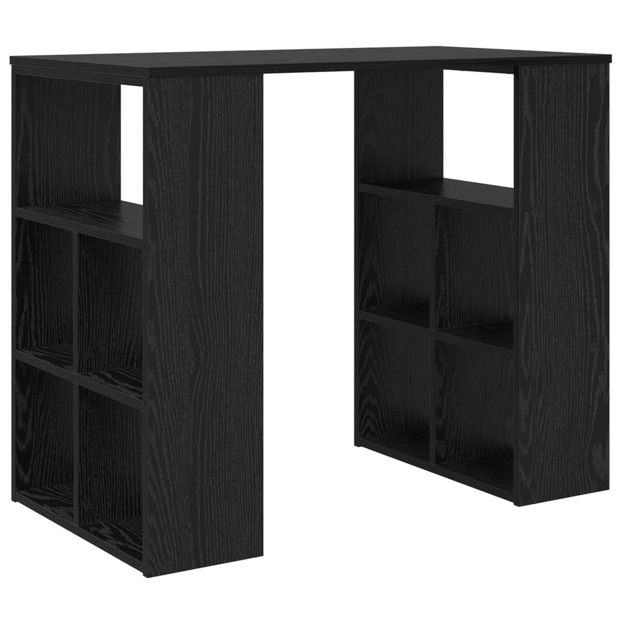 Bureau met plank Zwart Eiken 90 x 50 x 75 cm Bewerkt hout