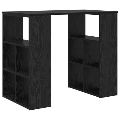 Bureau met plank Zwart Eiken 90 x 50 x 75 cm Bewerkt hout