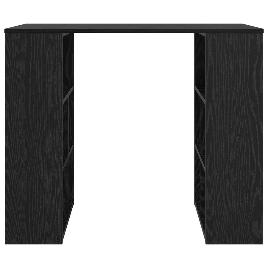Bureau met plank Zwart Eiken 90 x 50 x 75 cm Bewerkt hout