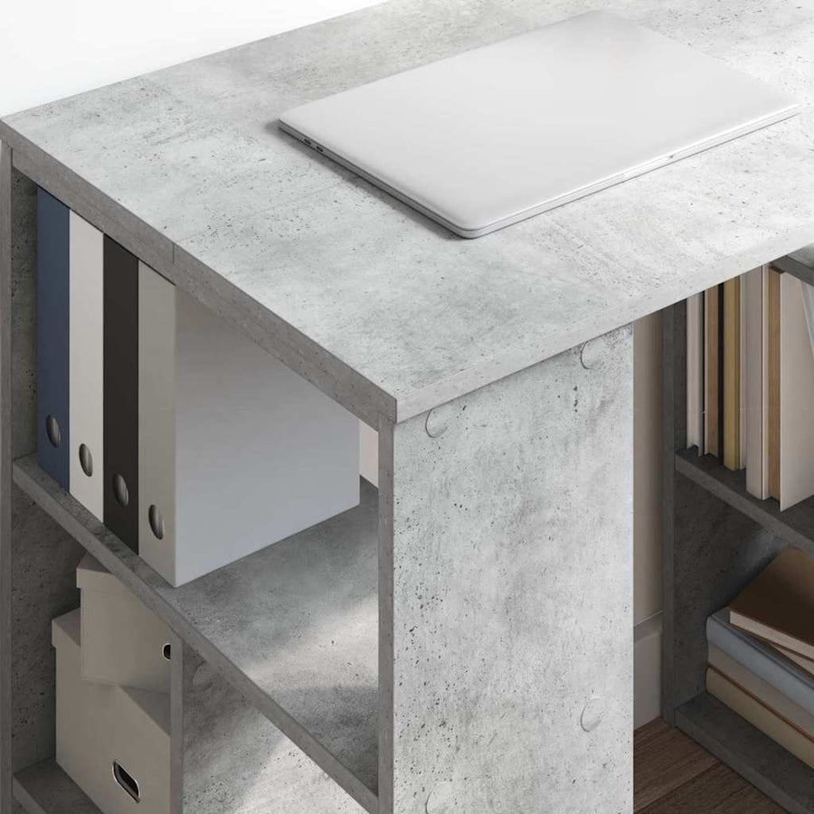 Bureau met plank Beton Grijs 90 x 50 x 75 cm Bewerkt hout