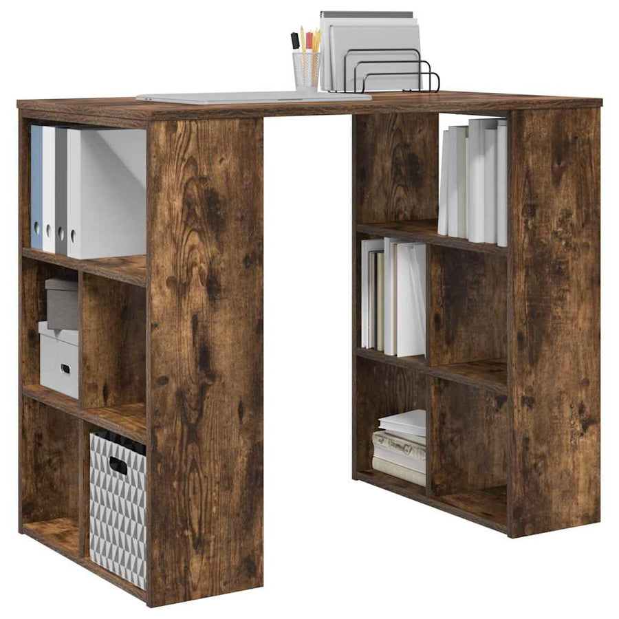 Bureau met plank Gerookt eiken 90 x 50 x 75 cm Bewerkt hout