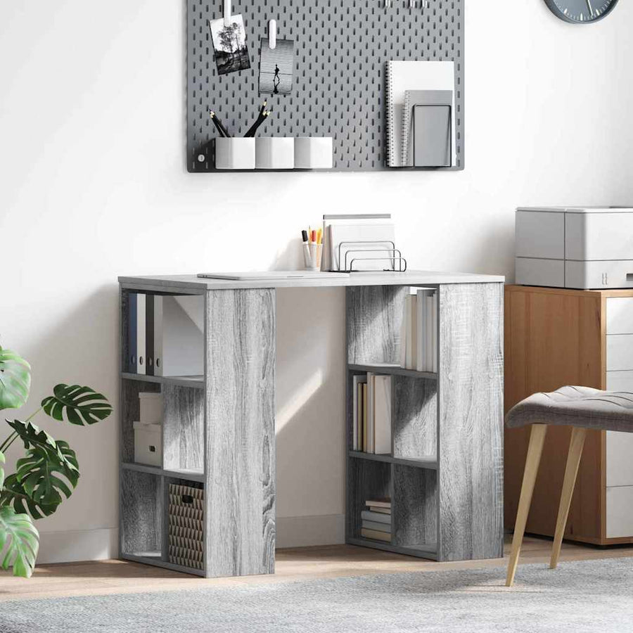 Bureau met plank Grijs Sonoma 90 x 50 x 75 cm Bewerkt hout