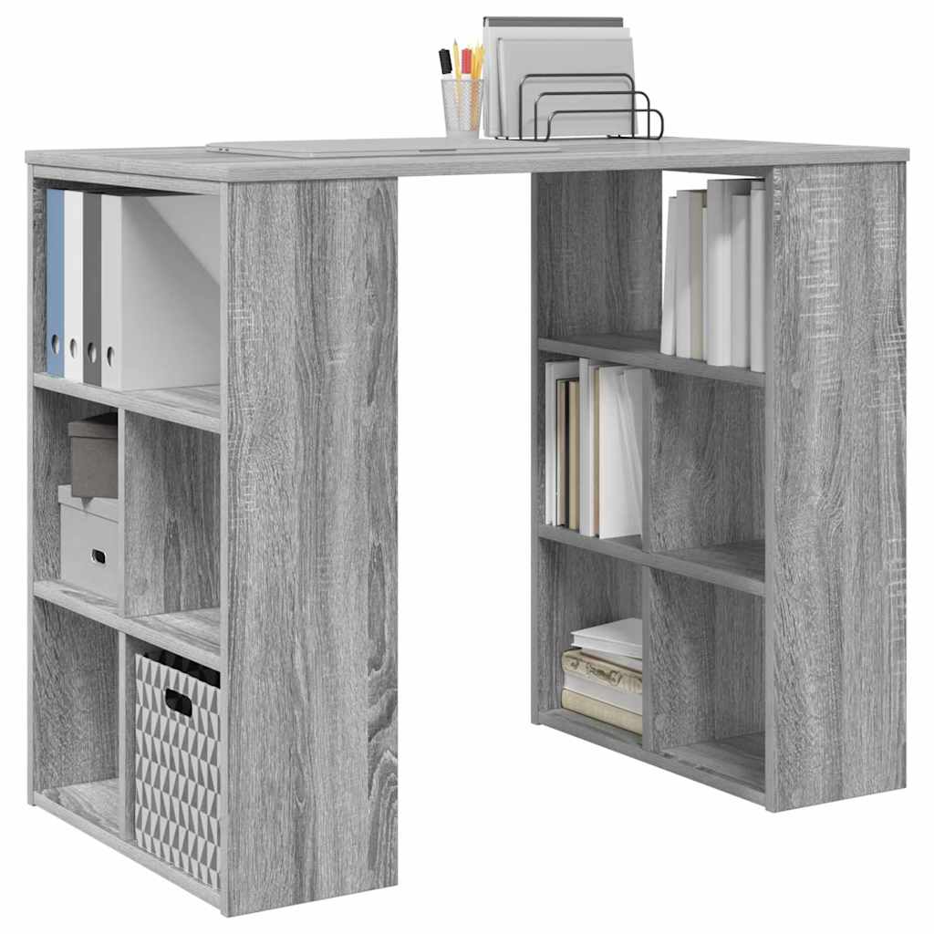 Bureau met plank Grijs Sonoma 90 x 50 x 75 cm Bewerkt hout