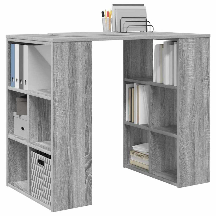 Bureau met plank Grijs Sonoma 90 x 50 x 75 cm Bewerkt hout