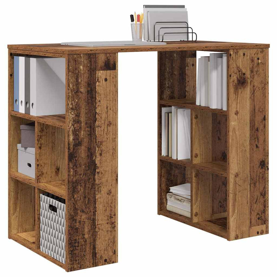 Bureau met plank Oud Hout 90 x 50 x 75 cm Bewerkt hout