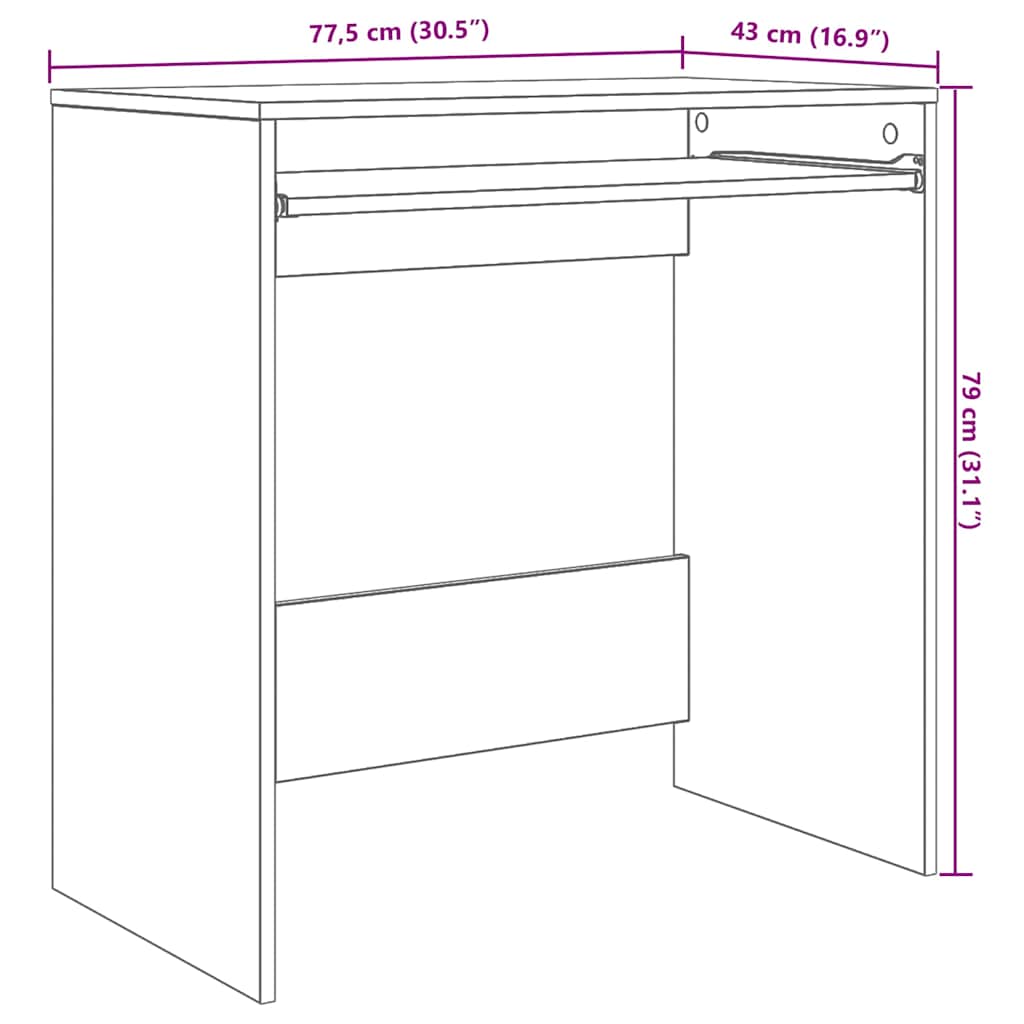 Bureau met lade Beton Grijs 77.5 x 43 x 79 cm Bewerkt hout