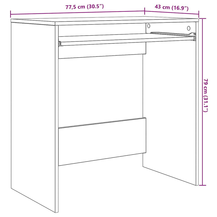 Bureau met lade Gerookt eiken 77.5 x 43 x 79 cm Bewerkt hout