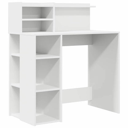Bureau met plank met opslag Wit 90 x 48 x 101,5 cm Bewerkt hout