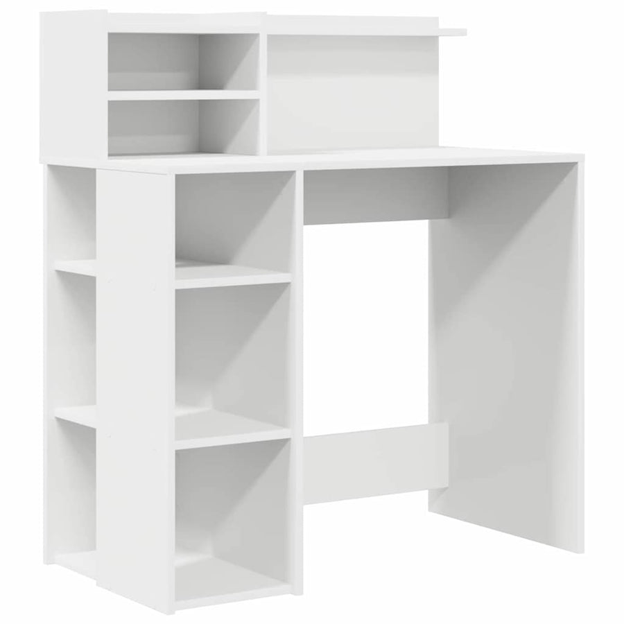 Bureau met plank met opslag Wit 90 x 48 x 101,5 cm Bewerkt hout