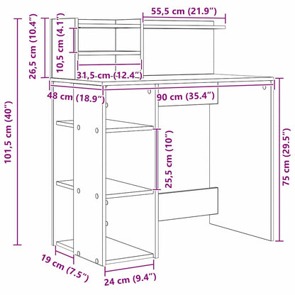 Bureau met plank met opslag Wit 90 x 48 x 101,5 cm Bewerkt hout