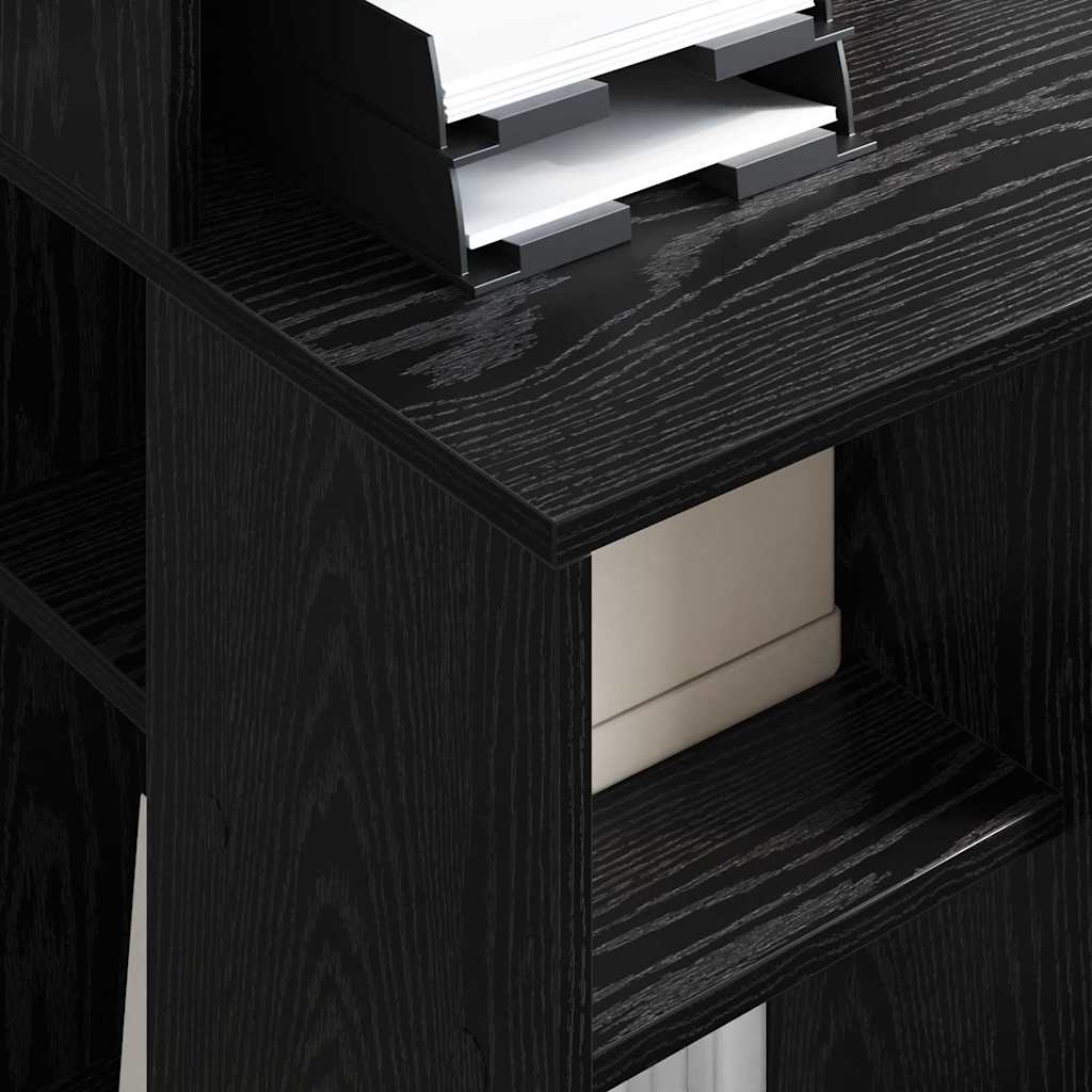 Bureau met plank Zwart Eiken 90 x 48 x 101,5 cm Bewerkt hout