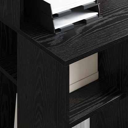 Bureau met plank Zwart Eiken 90 x 48 x 101,5 cm Bewerkt hout