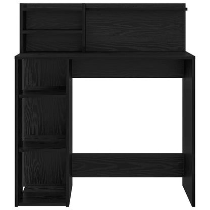 Bureau met plank Zwart Eiken 90 x 48 x 101,5 cm Bewerkt hout