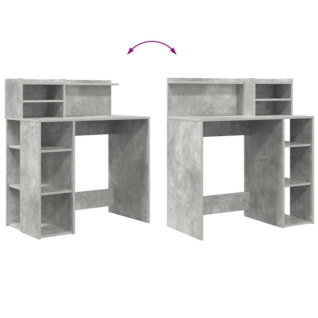 Bureau met plank Beton Grijs 90 x 48 x 101,5 cm Bewerkt hout