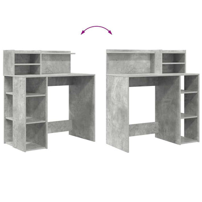 Bureau met plank Beton Grijs 90 x 48 x 101,5 cm Bewerkt hout