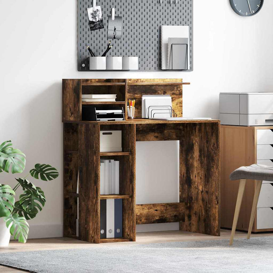 Bureau met plank Gerookt eiken 90 x 48 x 101,5 cm Bewerkt hout