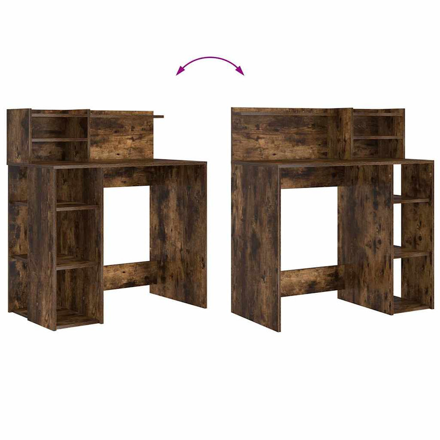 Bureau met plank Gerookt eiken 90 x 48 x 101,5 cm Bewerkt hout