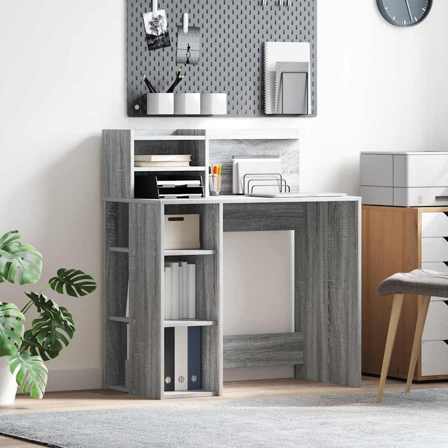 Bureau met plank Grijs Sonoma 90 x 48 x 101,5 cm Bewerkt hout