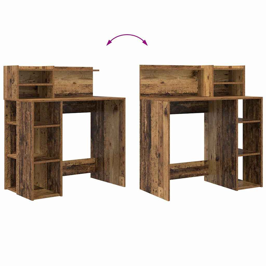 Bureau met plank Oud Hout 90 x 48 x 101,5 cm Bewerkt hout