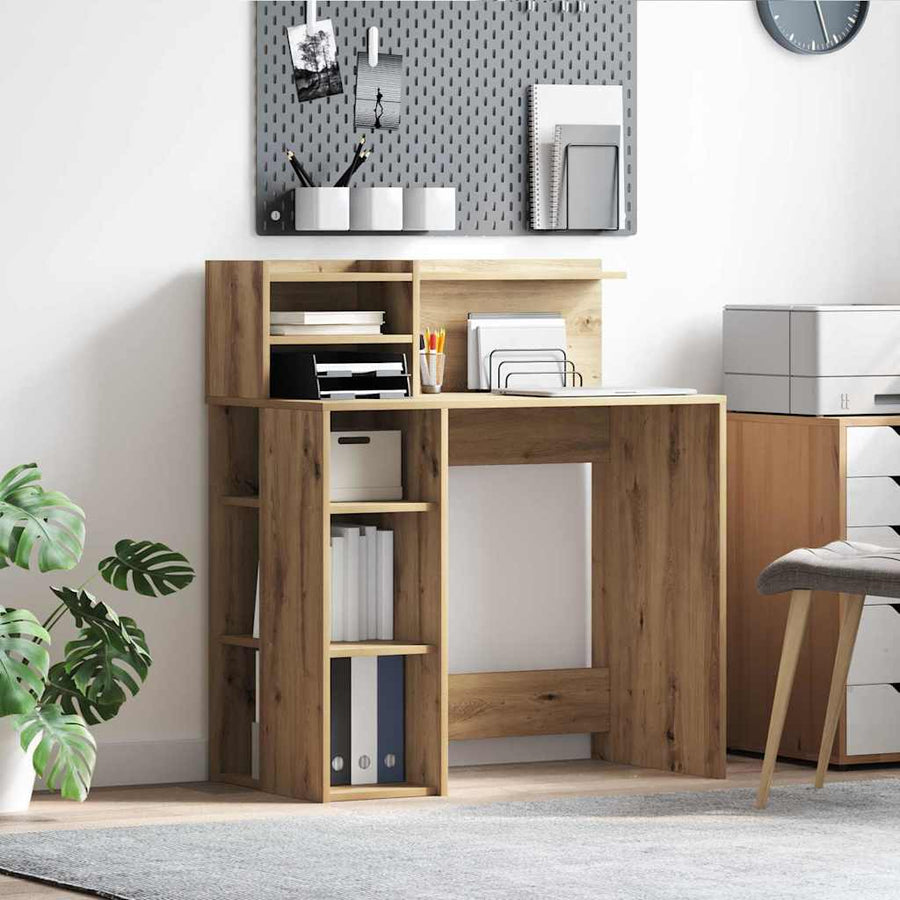 Bureau met plank Artisan Eiken 90 x 48 x 101,5 cm Bewerkt hout