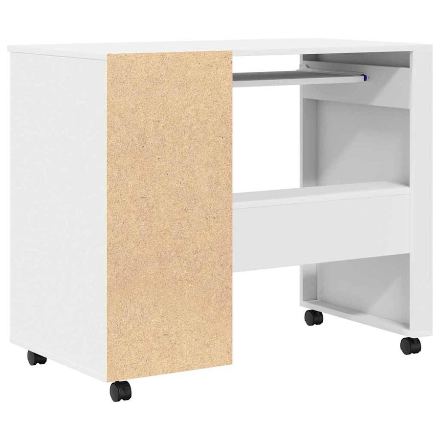 Bureau met Wielen met lade Wit 91 x 50 x 77 cm Bewerkt hout