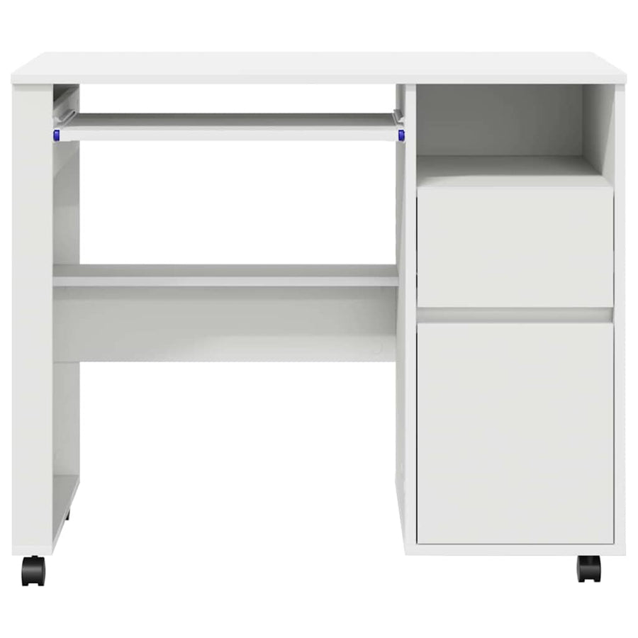 Bureau met Wielen met lade Wit 91 x 50 x 77 cm Bewerkt hout