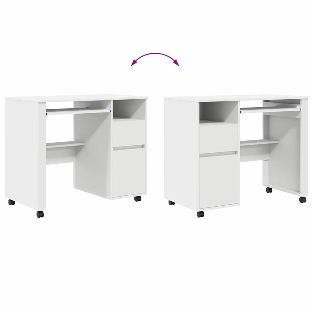 Bureau met Wielen met lade Wit 91 x 50 x 77 cm Bewerkt hout