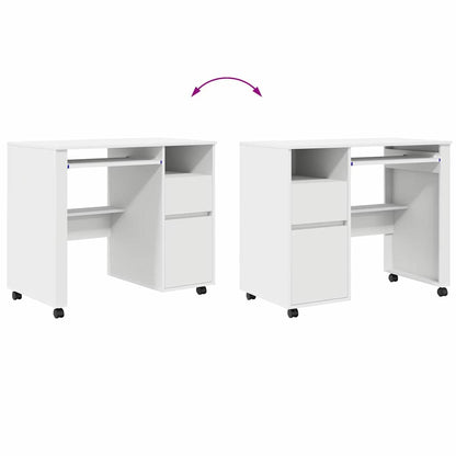 Bureau met Wielen met lade Wit 91 x 50 x 77 cm Bewerkt hout