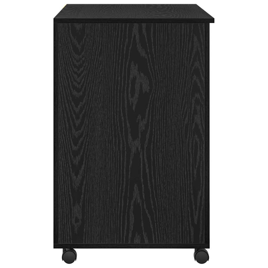 Bureau met Wielen Zwart Eiken 91 x 50 x 77 cm Bewerkt hout