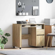 Bureau met wielen 91x50x77 cm sonoma eiken
