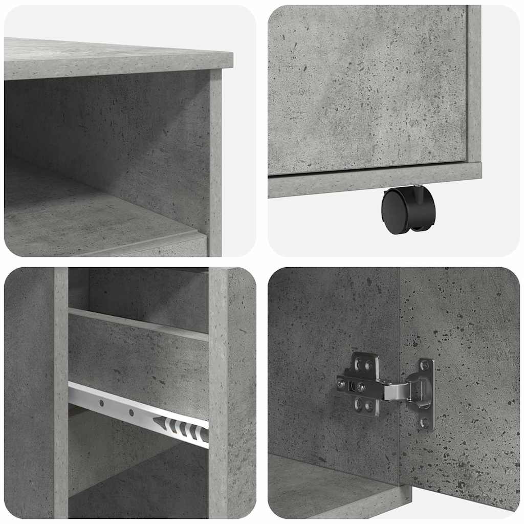 Bureau met Wielen Beton Grijs 91 x 50 x 77 cm Bewerkt hout