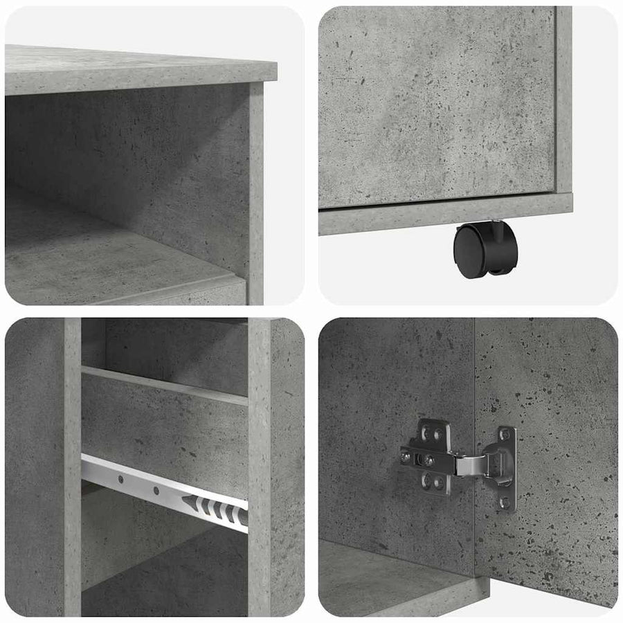 Bureau met Wielen Beton Grijs 91 x 50 x 77 cm Bewerkt hout