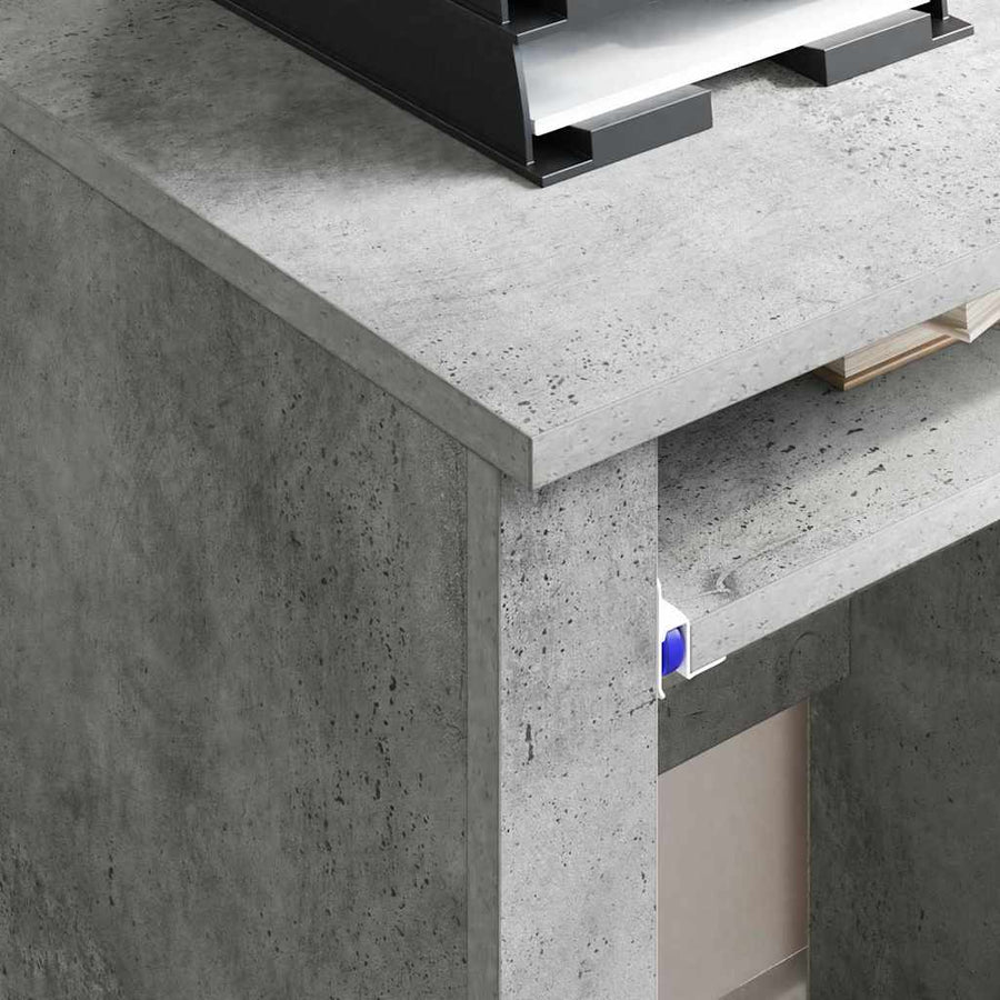 Bureau met Wielen Beton Grijs 91 x 50 x 77 cm Bewerkt hout